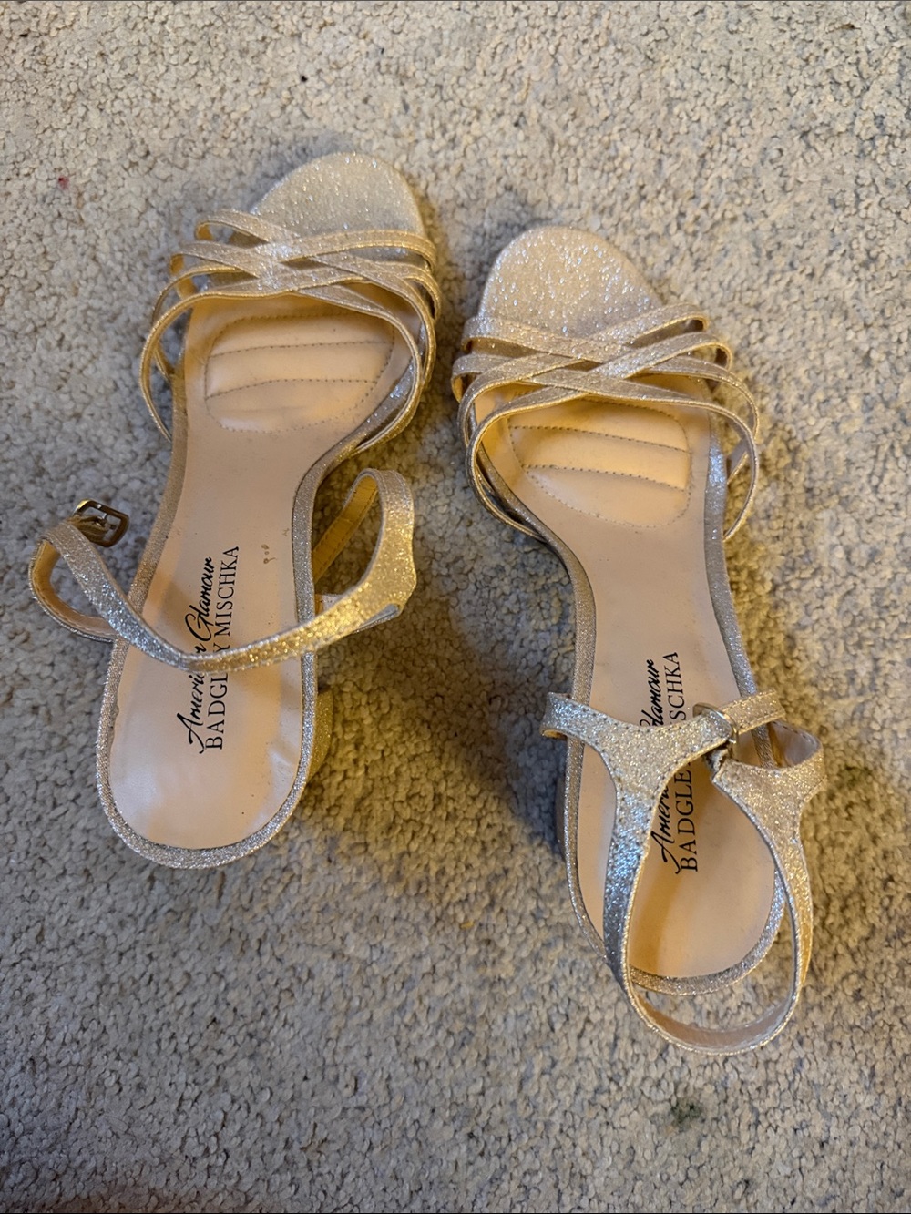 Badgley Mischka Sparkling Gold Strappy Heels